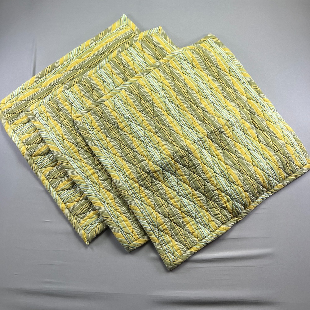 Set Of 3 Pine Cone Hill Pot Luck Quilted Seat Cushions Multicolor (25" X 25")